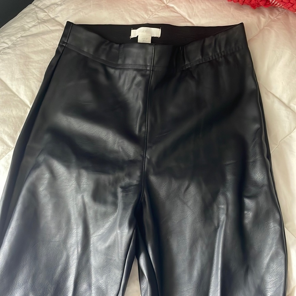 H&M Size US 6 Women’s Black Leather Leggings.
